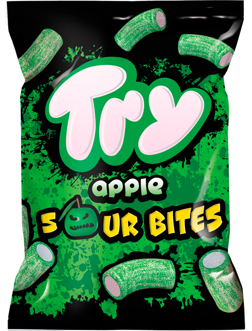 TRY со вкусом зеленого яблока с желейной начинкой в обсыпке