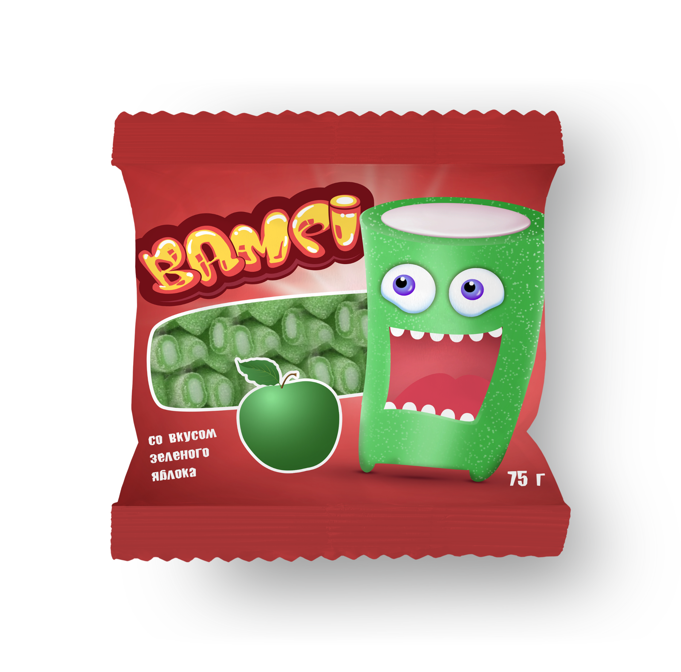 Bampi со вкусом зеленого яблока с желейной начинкой в обсыпке