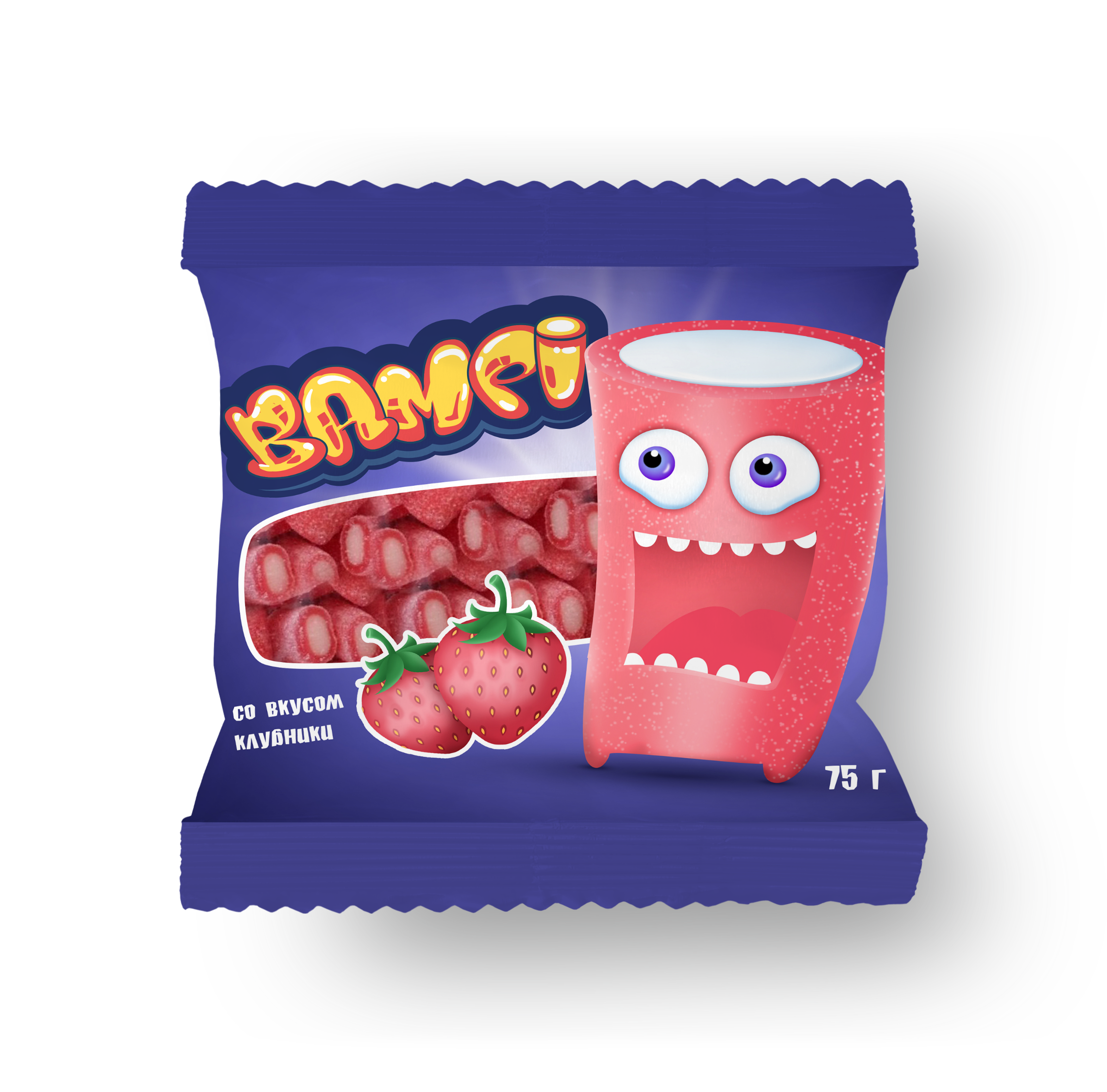 Bampi со вкусом клубники с желейной начинкой в обсыпке