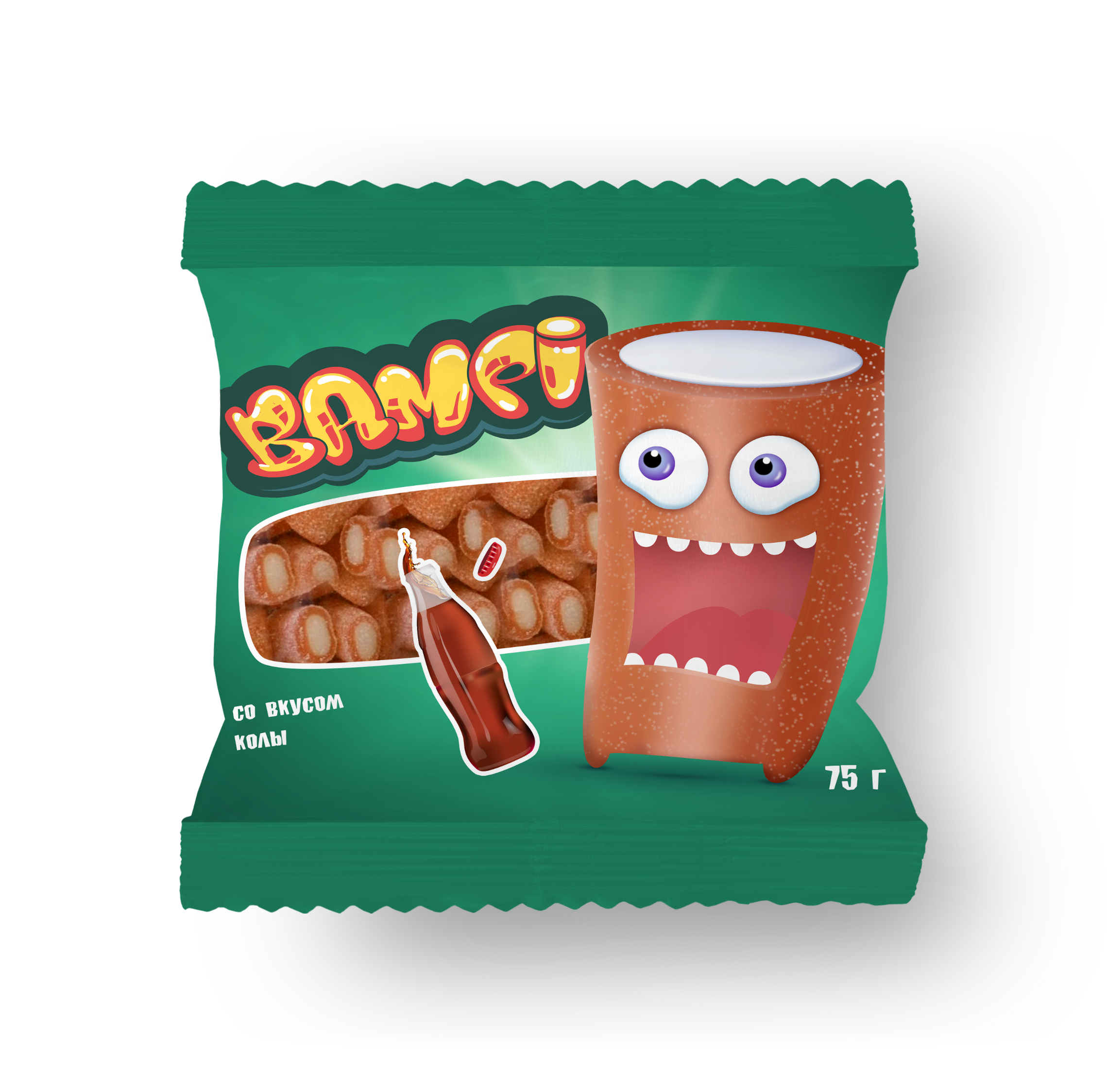 Bampi со вкусом колы с желейной начинкой в обсыпке