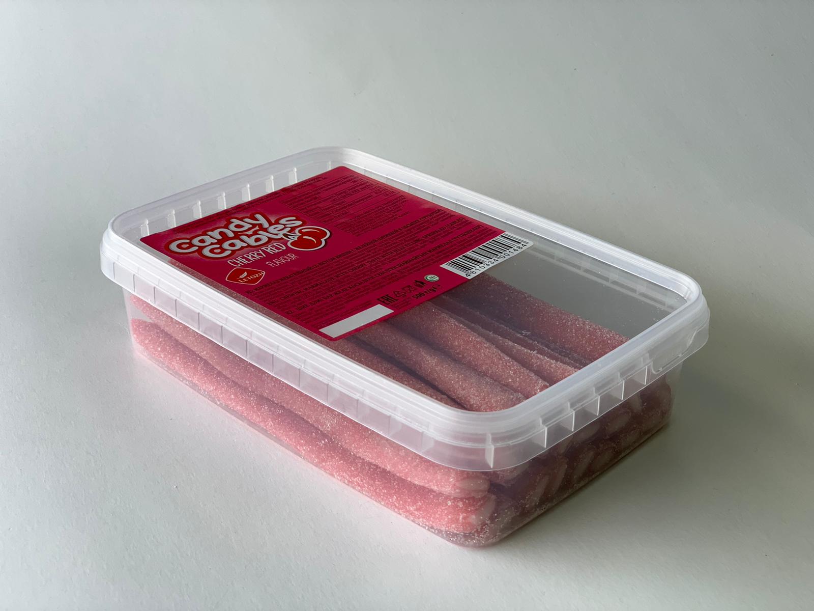 Candy Cables трубочки со вкусом вишни с желейной начинкой в обсыпке