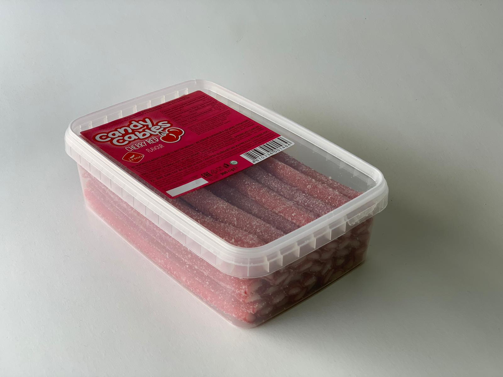 Candy Cables трубочки со вкусом вишни с желейной начинкой в обсыпке